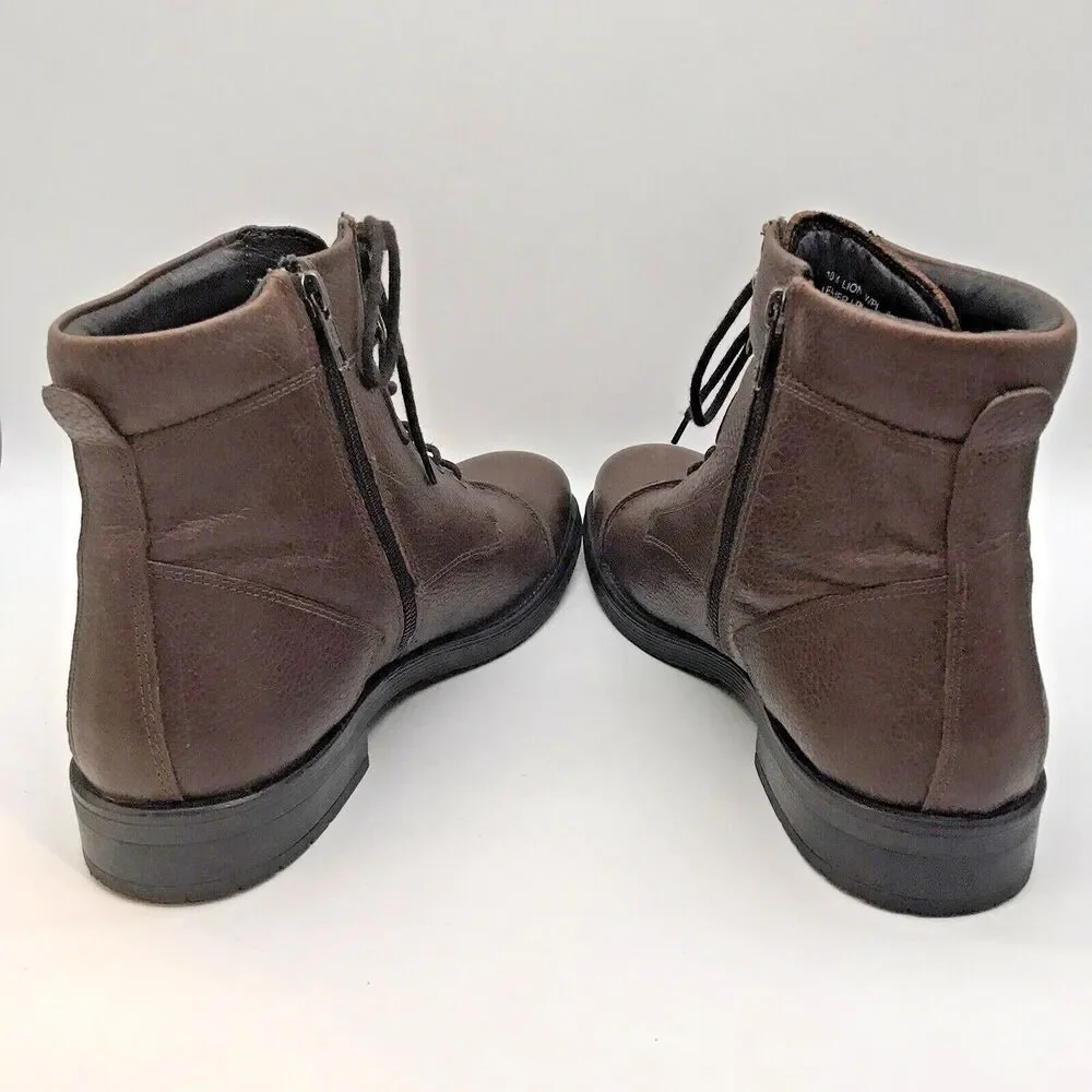 Alfani Lion 8046 Pebbled Brown Leather Lace-Up Fashion Boots Men's 10.5M Shoes